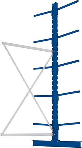 Kragarmregal L Anbaufeld B1330xT2x600xH3000 mm doppelseitig RAL 5010 2x5 Arme Traglast 140kg