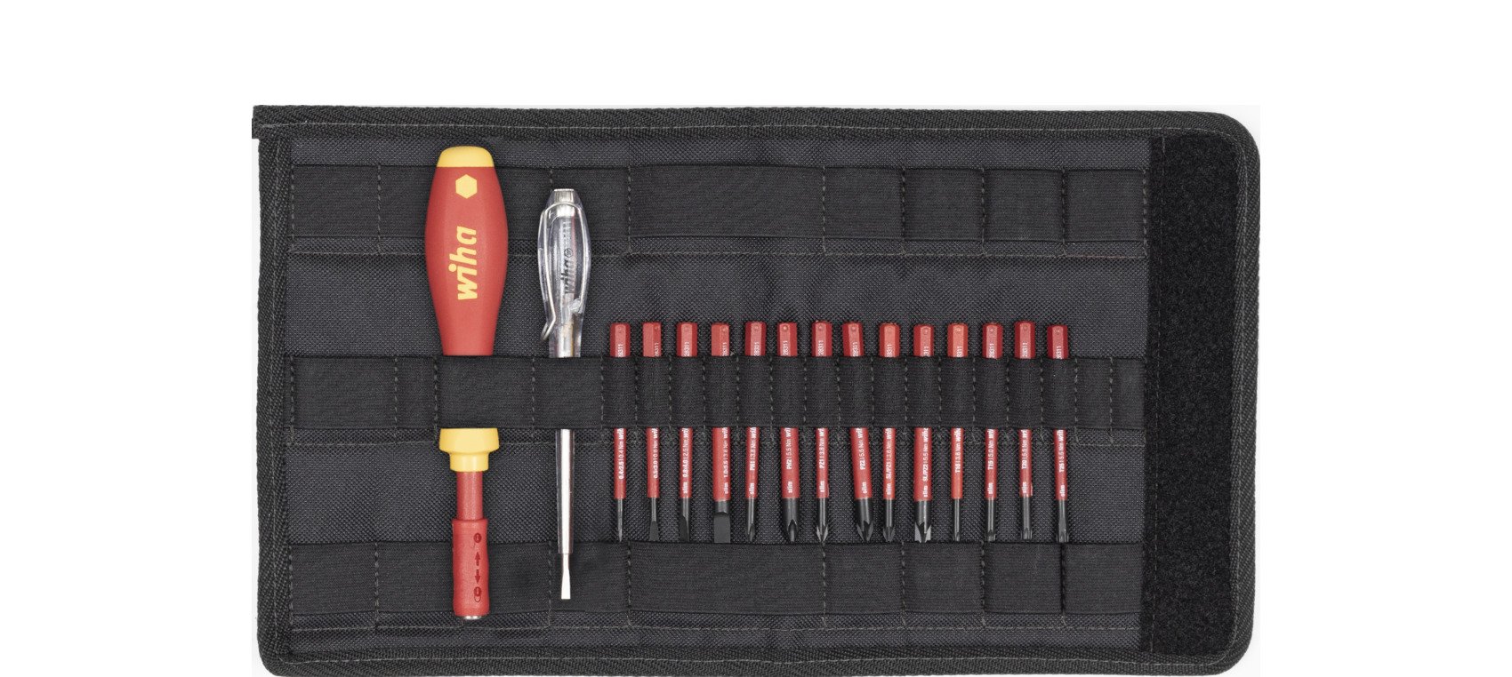 Wiha Schraubendreher mit Bithalter SoftFinish® electric slimVario gemischt 17-tlg. inkl. Falttasche (36068)