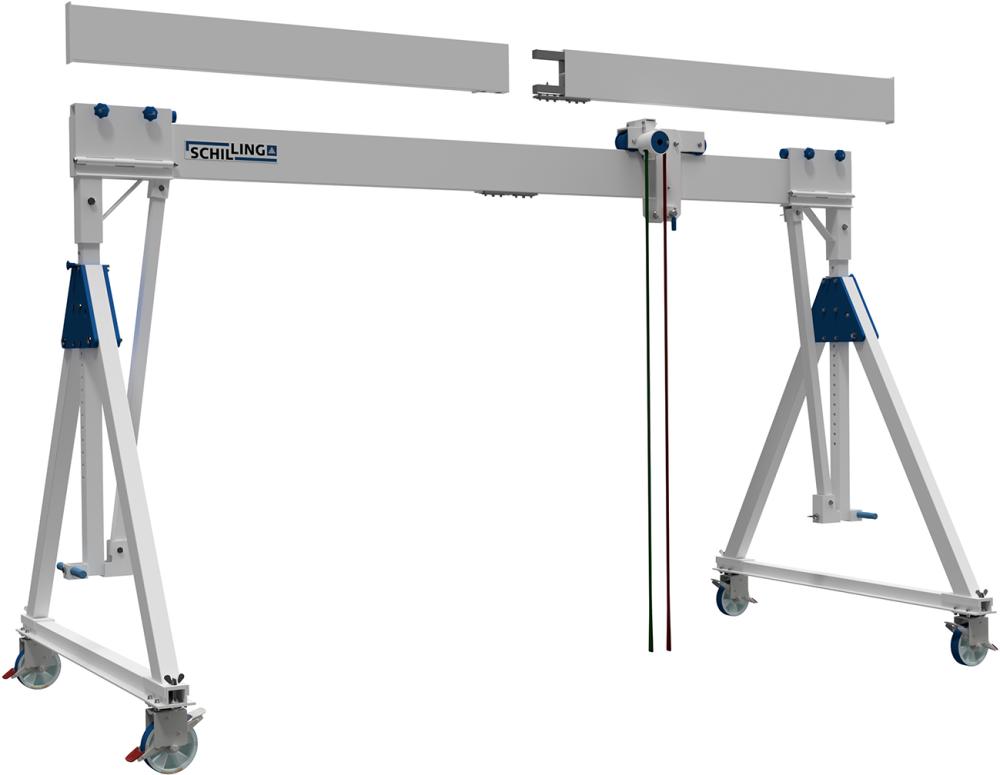 Aluportalkran fahrbar H2468-3768 mm 1500 kg TL 4000 mm Alu-Einzel-Träger