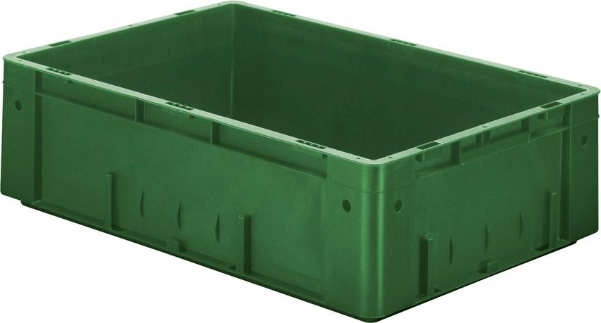 Transport-Stapelkasten B600xT400xH175 mm grün Auflast 700kg ohne Griffloch LA-KA-PE