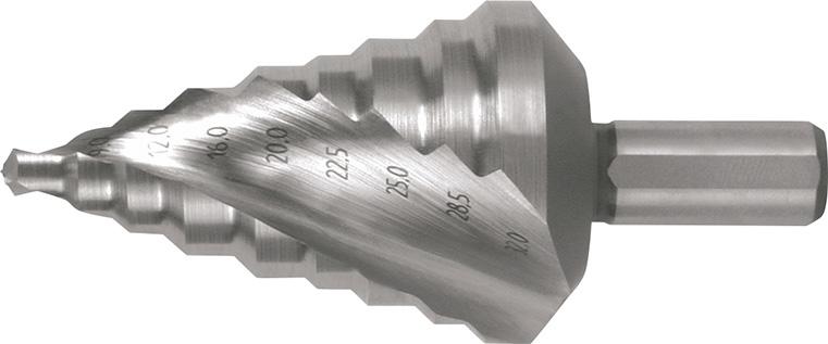 Stufenbohrer HSS Gr. 12, 6,0-32,0 mm spiralnute+KreuzanschliffRUKO
