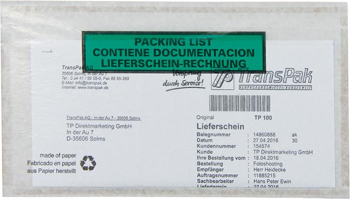 Dokumententaschen, weiß 240 x130mm VE1000