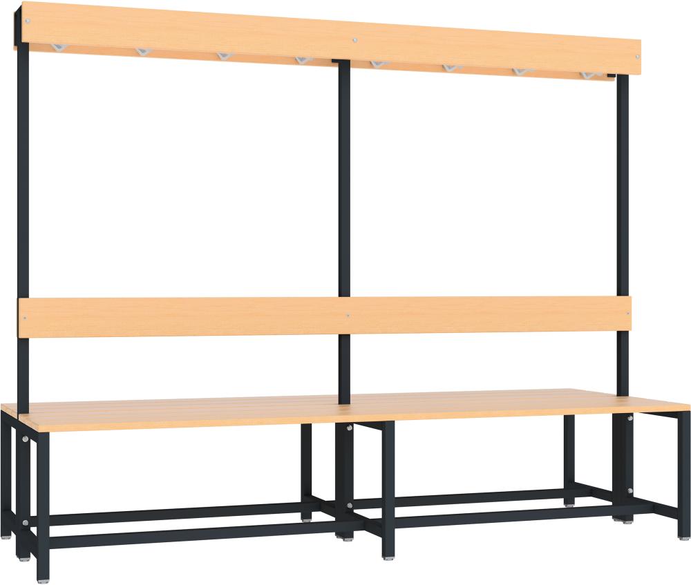 Garderobensitzbank buche zweiseitig RAL 7016 B2000xT770xH420/1600mm