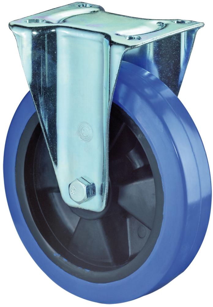 Bockrolle 100mm L410 Platte,Elastik blau,RL L410.B61.101 BS ROLLEN