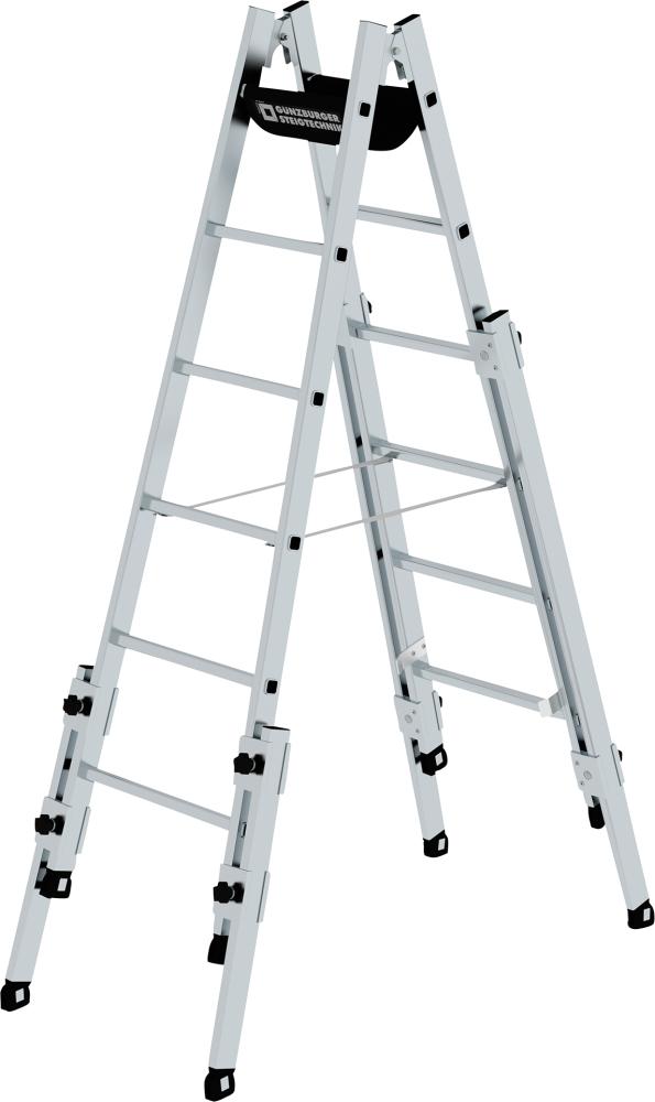 Alu-Stehleiter 2x6 Sprossen, treppeng. Leiterlänge 1,80 m Arbeitshöhe bis 3,90 m