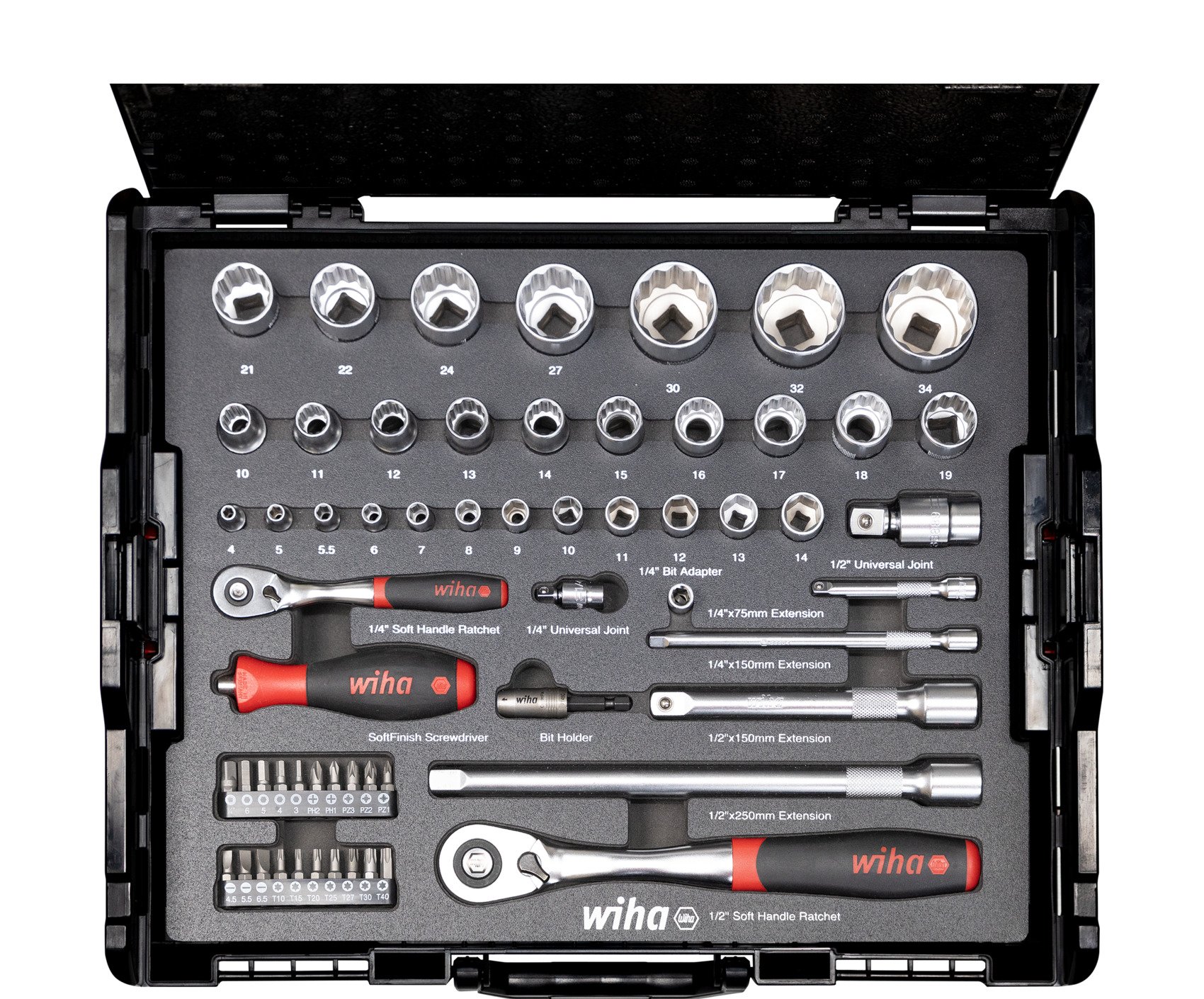 Wiha Steckschlüssel- und Bit Set 1/4" und 1/2" 60-tlg. inkl. L-Boxx (44685)