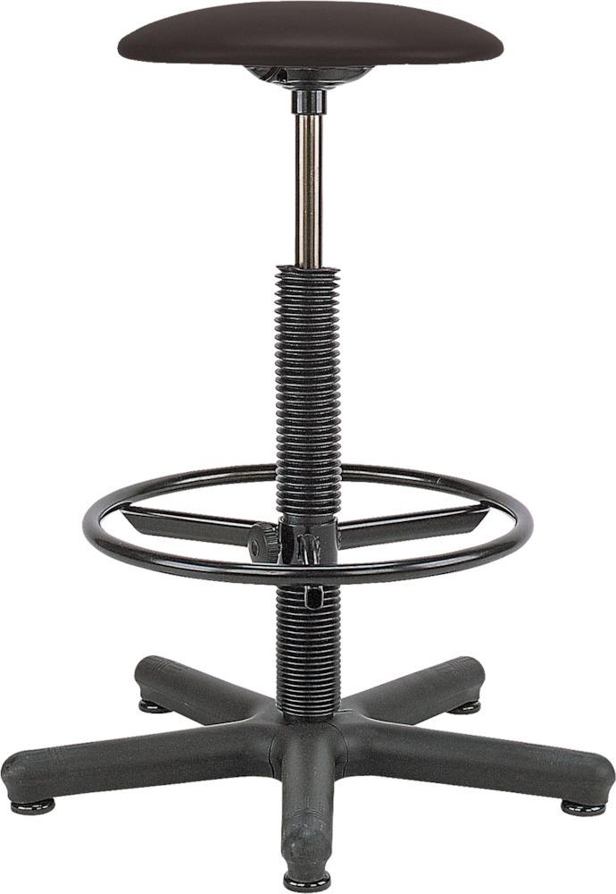 Drehhocker Goliath Kunstledersitz schwarz Sitzhöhe 520-785 mm mit Gleiter und Fußring