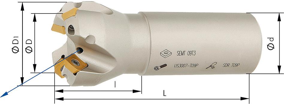 Schaftfräser zylindrisch D25mm Z3 für SEMT09T3. FORMAT