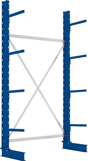 Kragarmregal L Grundfeld B1330xT400xH2500 mm einseitig RAL 5010 4 Arme Traglast 220kg