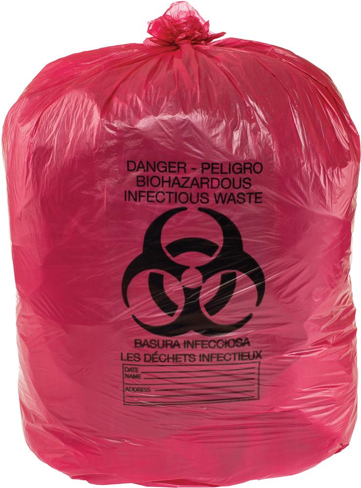 Abfallsack biogefährlich Aufdruck "BIOHAZARD" rot, 45l, VE 100 Stück 838x610 mm