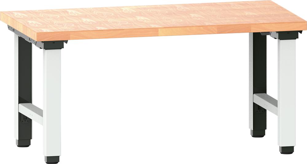 Arbeitstisch Quattro komplett, Modultiefe 725 elek. , buche, RAL 7035 B2000xT800xH725-1225mm