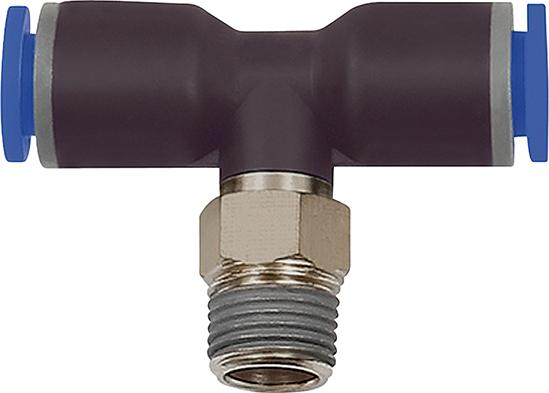 T-Steckverschraubung Blaue Serie, drehbar, R 1/4 a, Schlauch-Ø 10 RIEGLER
