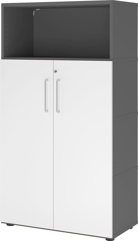 Regal FlexWall VFW48T3KG B800xT400xH1452 mm 3 OH 2 Türen graphit/weiß