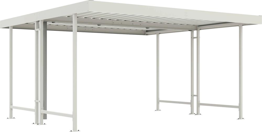 Überdachung Mod. Leipzig B4300xT4400xH2350 mm RAL 9002 grauweiß Grundfeld zweiseitig