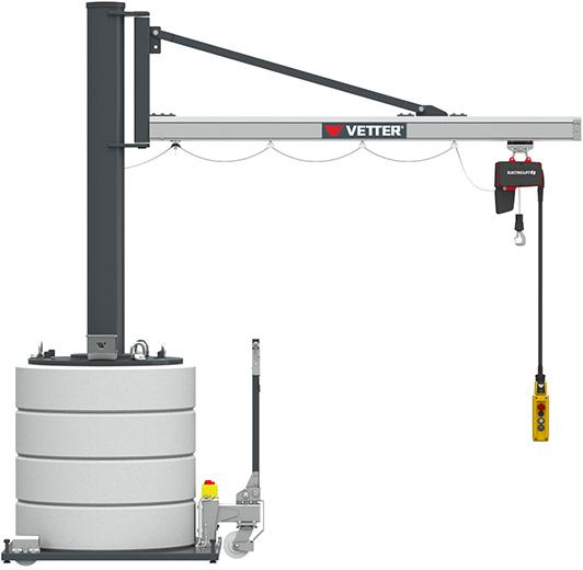Mobiler Säulenschwenkkran250kg,3,9m,270 MOBILUS+Elektrokettenzug MOB12-US2,5-3,9