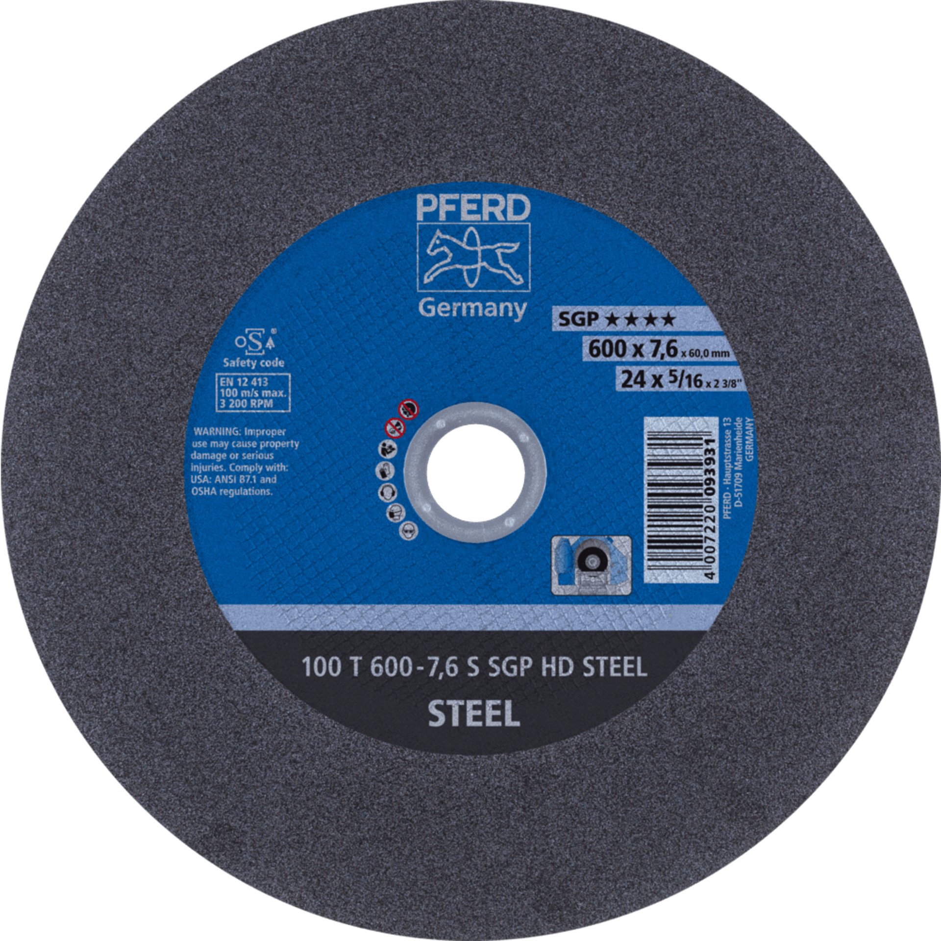 PFERD TOOLS HEAVY DUTY SGP bis Ø 2000 mm 100 T 600-7,6 S SGP HD STEEL/60,0