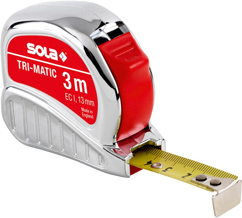 Taschenbandmaß Trimatic 10mx25mm gelb Sola