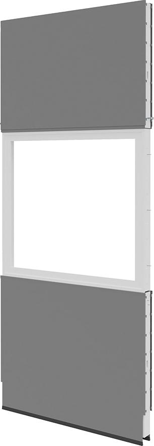 Akustik-Wandelement B1250xT100xH3000mm RAL 7037 mit Fenster VSG Glas