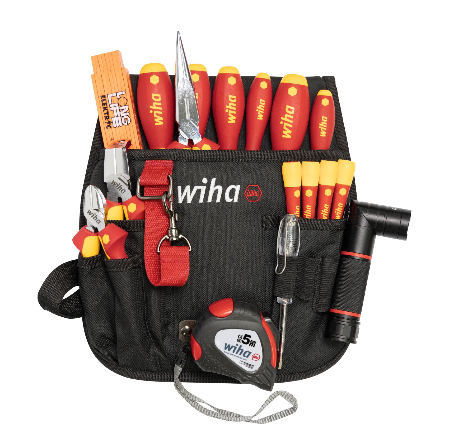 Wiha Werkzeug Set Elektriker gemischt, 18-tlg. inkl. Gürteltasche (44574)