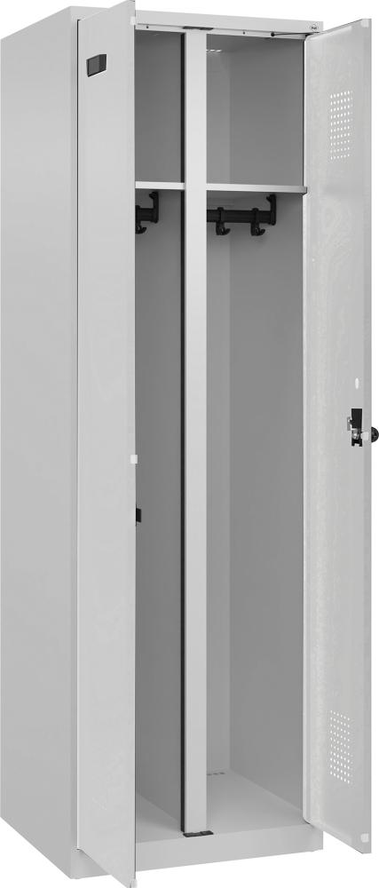 S/W-Gard.-Schrank EVOLO bodenstehend RAL 7035/5012, 2 Abteile B600xT500xH1850mm