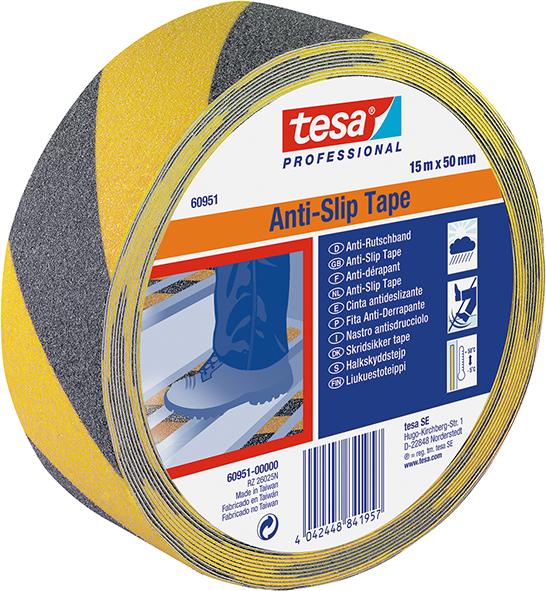 tesa 60951 15m x 50mm, schwarz-gelb Anti-Rutschband