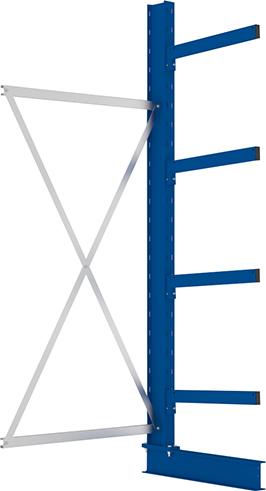 Kragarmregal M Anbaufeld B1000xT600xH2500 mm einseitig RAL 5010 4 Arme Traglast 355kg