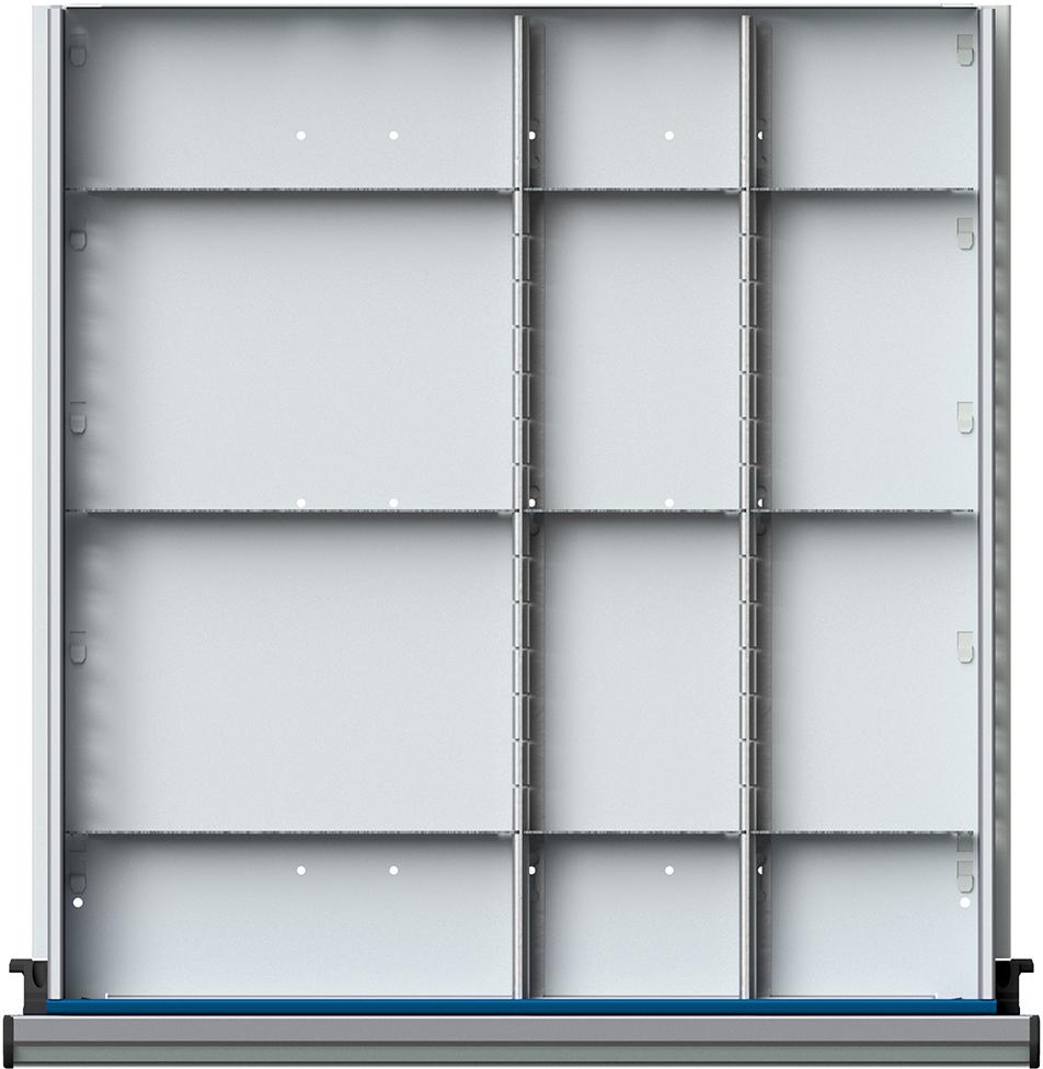 Schubladeneinteilungssatzfür FH 60mm 1/2 bis 1/4 Teilung f.Schublade B500xT540 mm