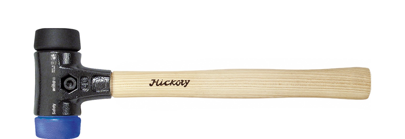 Wiha Schonhammer Safety weich/mittelweich mit Hickory-Holzstiel, Rund-Schlagkopf 50, 360 mm (26651)