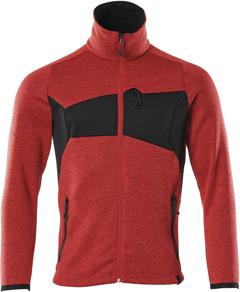 Strickjacke mit Reißverschluß 18105, verkehrsrot/schwarz, Gr.XS