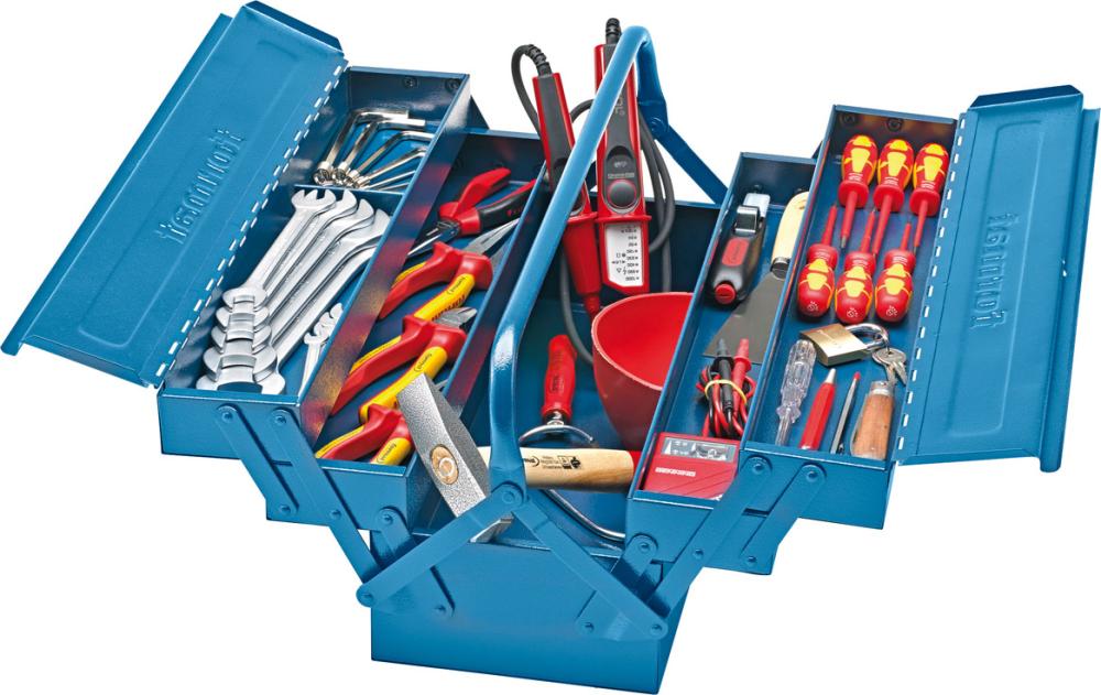 Werkzeugsortiment Elektriker 40-teilig im Stahlblech-Koffer FORMAT