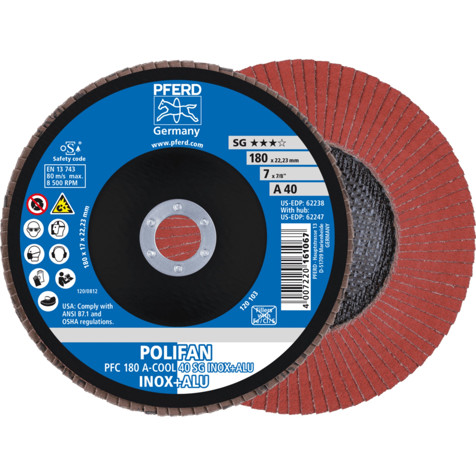 PFERD TOOLS POLIFAN-Fächerscheiben PFC 180 A-COOL 40 SG INOX+ALU