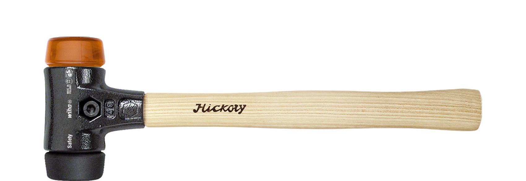 Wiha Schonhammer Safety mittelweich/ hart mit Hickory-Holzstiel, Rund-Schlagkopf 50, 360 mm (26613)