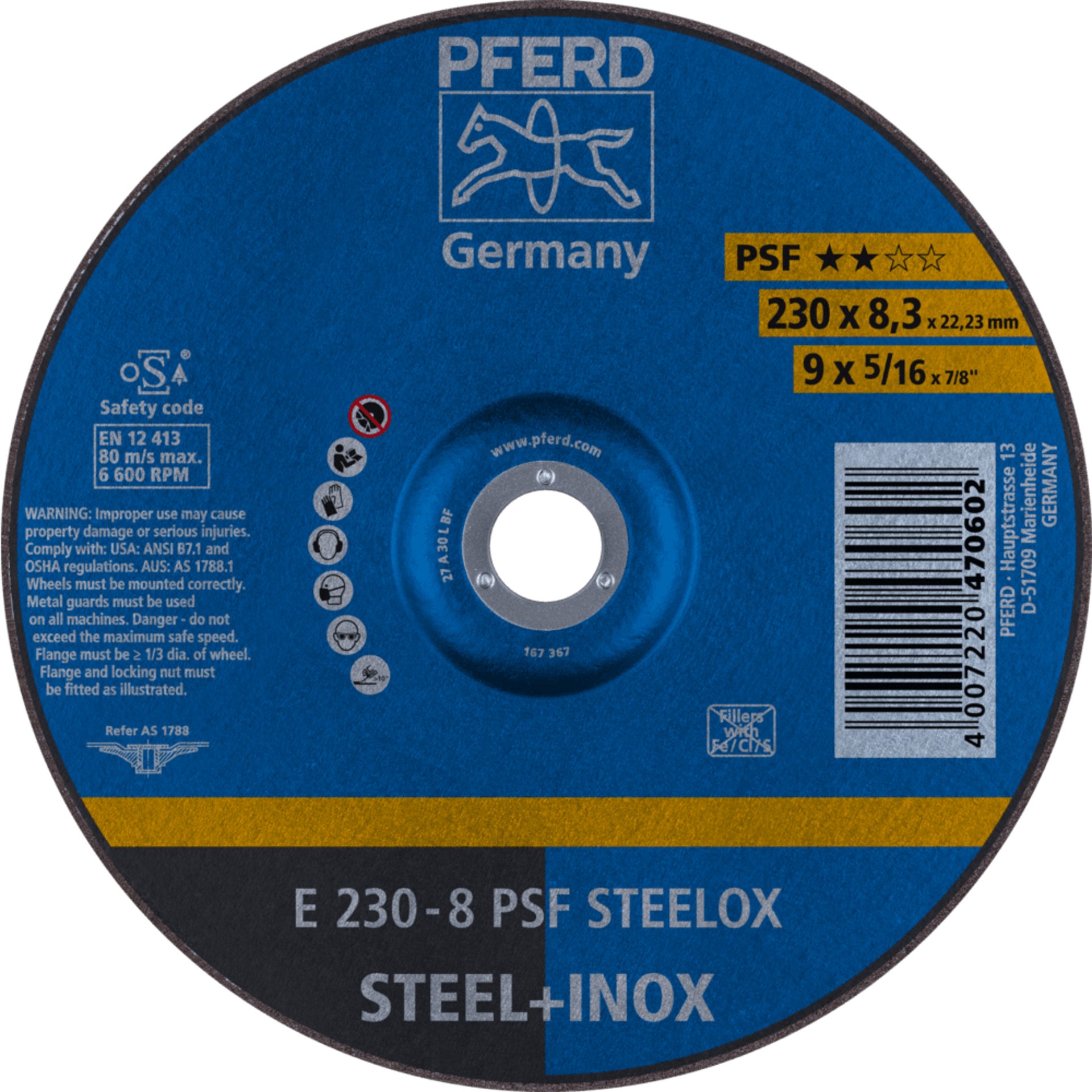 PFERD TOOLS Schruppscheiben E 230-8 PSF STEELOX