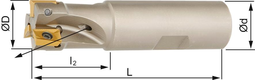 Schaftfräser zylindrisch D16mm Z2 für APKT/APMT 1003. FORMAT