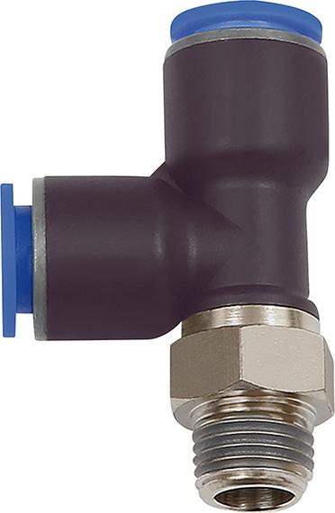 T-Steckverschraubung Blaue Serie, L-Form, drehbar, R 1/8 a., Schlauch-Ø 4 RIEGLER
