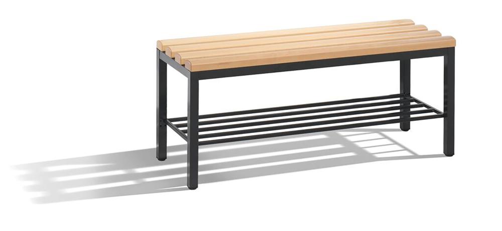 Sitzbank mit 4 Füßen B1000xT353xH420 mm RAL 7021/Hartholz mit Schuhrost CP