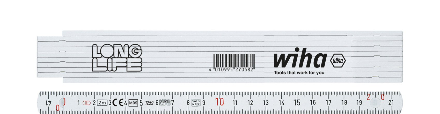 Wiha Gliedermaßstab Longlife® 2 m metrisch, 10 Glieder 15 mm (27057)
