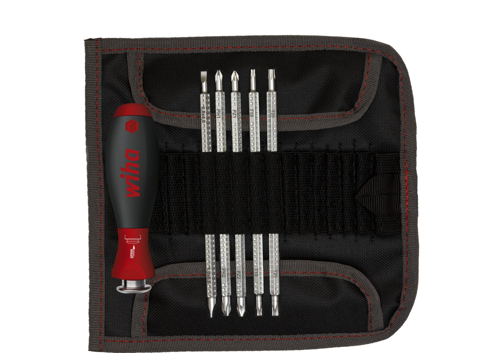 Wiha Schraubendreher mit Wechselklingen Set SYSTEM 6 gemischt 7-tlg. inkl. Rolltasche (32298)
