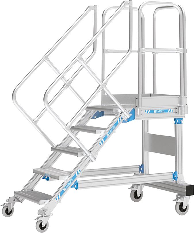 Plattformtreppe fahrb 45G5 Stufen 600 mm breit Höhe 1,07 m