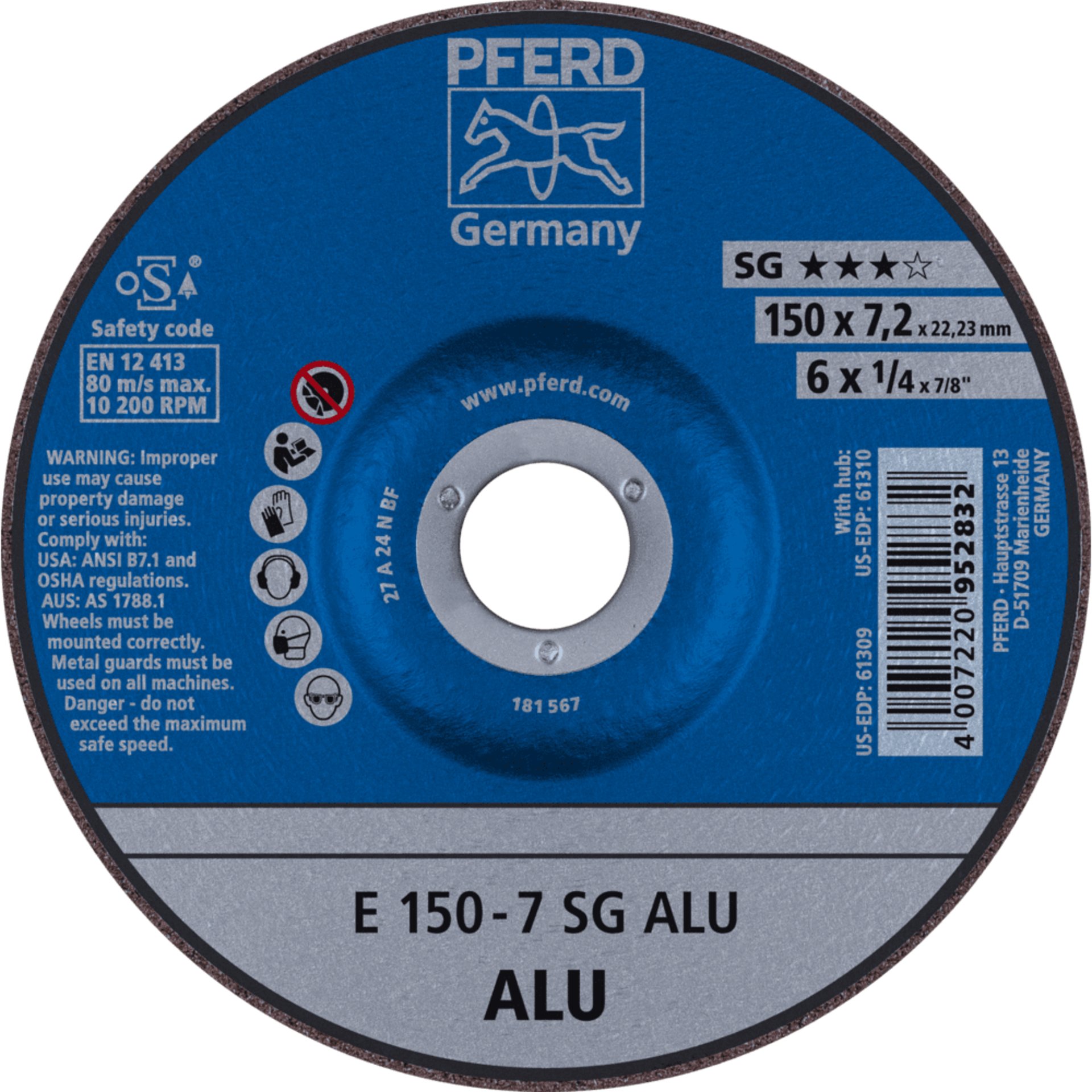 PFERD TOOLS Schruppscheiben E 150-7 SG ALU