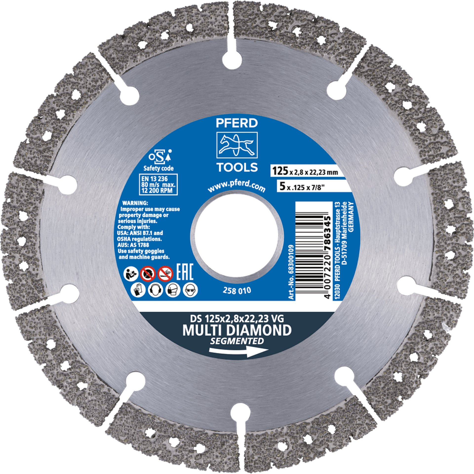 PFERD TOOLS Diamantwerkzeuge für die Bauindustrie DS 230x3,1x22,23 VG