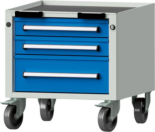 Rollcontainer B570xT615xH570mm RAL 7035/5012 3 Schubladen