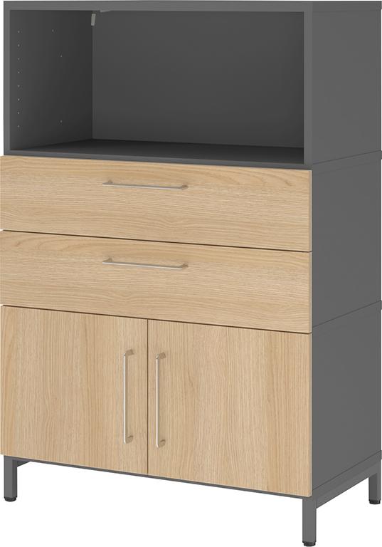 Kombischrank FlexWall B800xT400xH1180 mm 3 OH 2 Türen 2 Schubladengraphit/eiche