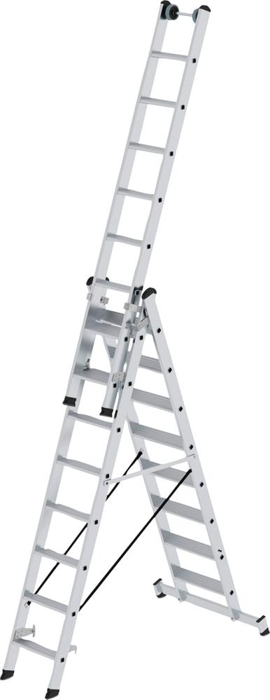 Alu-Mehrzweckleiter 3x8 Stufen Leiterlänge 2,50m eingef.Arbeitshöhe bis 6,90 m