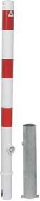 Absperrpfosten rot/weiß H1300xD60 mm mit Dreikantverschluss herausnehmbar Schake