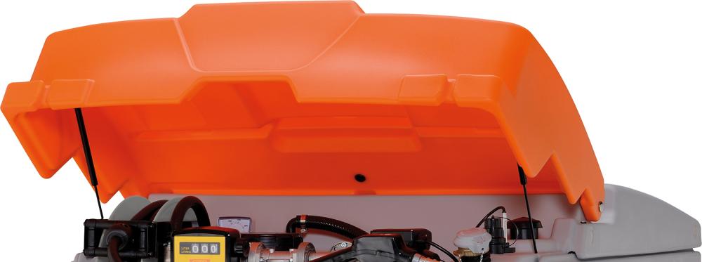 Klappdeckel orange mit Gadruckfeder