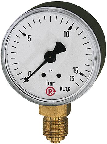 Manometer stehend 40mm 0-10bar G1/8" Einfachskala, Kunststoffgeh., RIEGLER