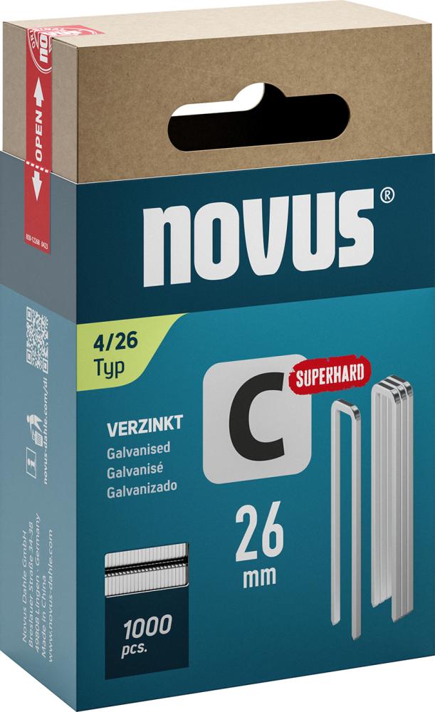 Schmalrückenklammer C Typ 4/26 mm ST Novus VE à 1000 Stück