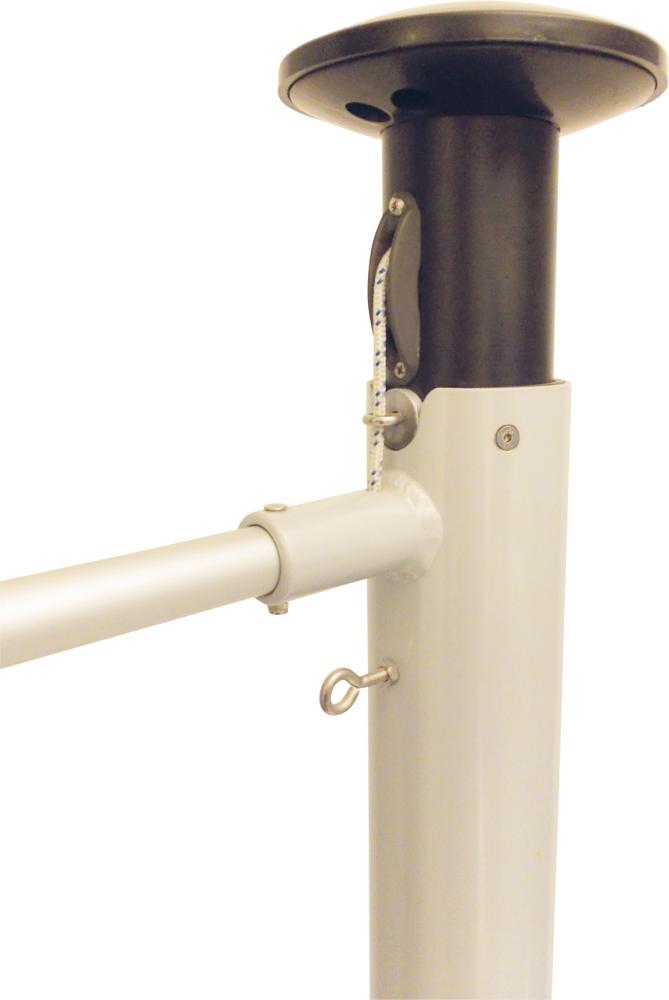Aluminium-Fahnenmast zyl.m.Ausleger, 360G D75 mm HüB 7,5 m, H-DKA-X/1,2 m Kippgelenk