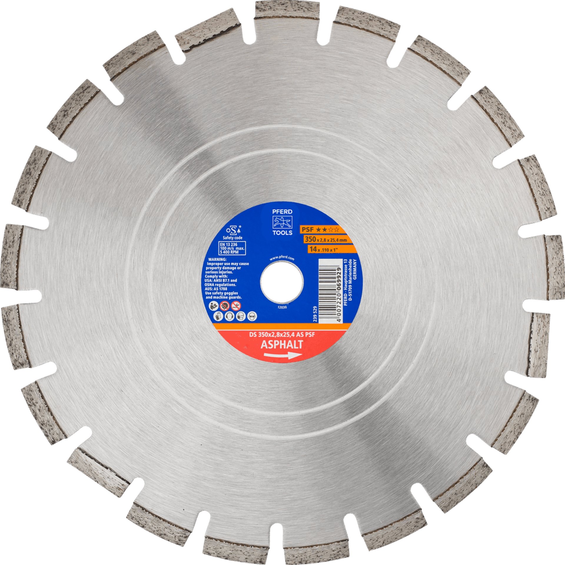 PFERD TOOLS Diamantwerkzeuge für die Bauindustrie DS 350X2,8X25,4 AS PSF